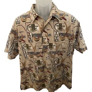 Kahala Aloha Hawaiian Themed Collared Button Down Shirt Men XL